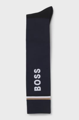 Equestrian riding socks with logo details, Dark Blue