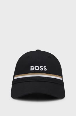 Equestrian cotton cap with embroidered logo, Black