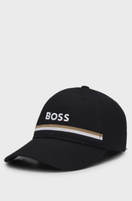 Reitsport-Cap aus Baumwolle mit Logo-Stickerei, Schwarz