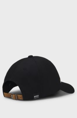 Cappellino da equitazione in cotone con logo ricamato, Nero
