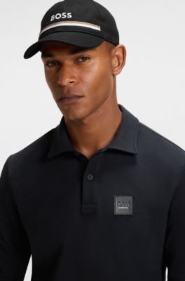 Reitsport-Cap aus Baumwolle mit Logo-Stickerei, Schwarz