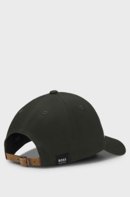 Equestrian cotton cap with embroidered logo, Donkergroen