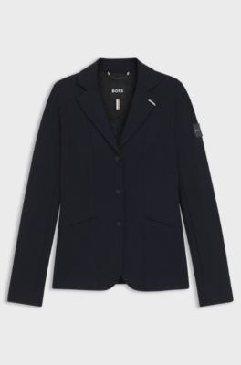 Equestrian show jacket in perforated stretch fabric, Dark Blue