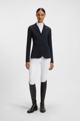 Giacca da sfilata equestre in tessuto elasticizzato traforato, Blu scuro