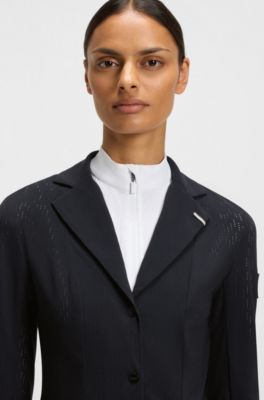 Equestrian show jacket in perforated stretch fabric, Dark Blue