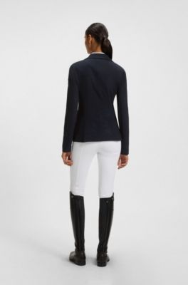 Equestrian show jacket in perforated stretch fabric, Donkerblauw