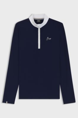 Equestrian show shirt in super-stretch material, Dark Blue