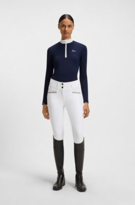 Equestrian show shirt in super-stretch material, Dark Blue