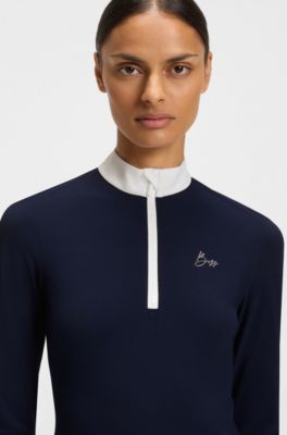 Equestrian show shirt in super-stretch material, Donkerblauw