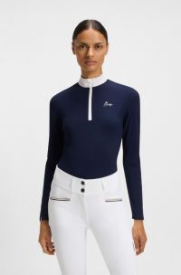 Equestrian show shirt in super-stretch material, Dark Blue