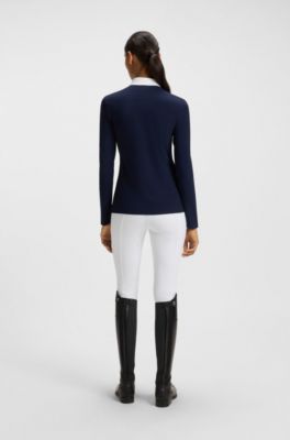 Equestrian show shirt in super-stretch material, Donkerblauw