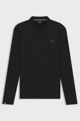 Camisa de equitaci&oacute;n para entrenamiento con aplique con logo, Negro