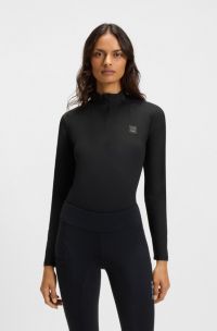 Equestrian training shirt with logo patch, Black