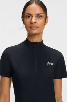 Camicia da equitazione per l'allenamento con logo scritto a mano, Blu scuro