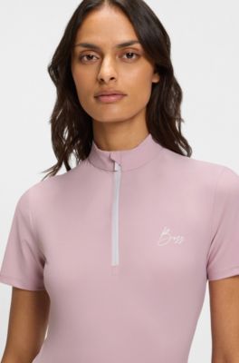 Camicia da equitazione per l'allenamento con logo scritto a mano, Luce viola