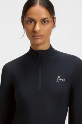 Camicia da equitazione per l'allenamento con logo scritto a mano, Blu scuro