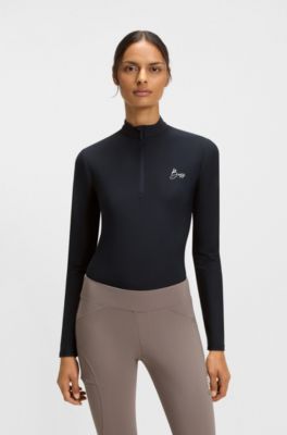 Camicia da equitazione per l'allenamento con logo scritto a mano, Blu scuro