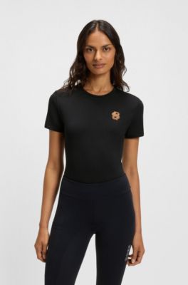 Equestrian stretch-cotton T-shirt with Double B monogram, Black