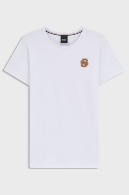Equestrian stretch-cotton T-shirt with Double B monogram, White