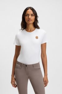 Equestrian stretch-cotton T-shirt with Double B monogram, White