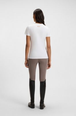 Equestrian stretch-cotton T-shirt with Double B monogram, White