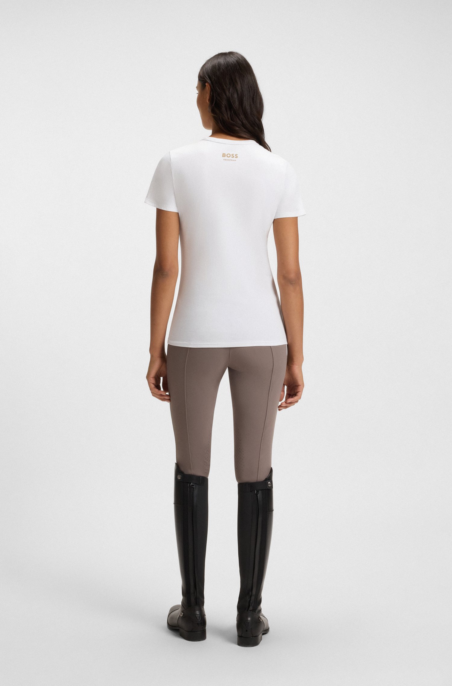 Boss Equestrian stretch-cotton T-shirt with Double B monogram dam – bild 3