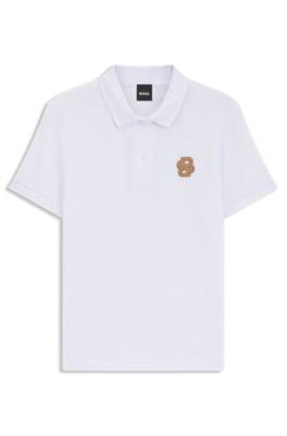 Equestrian stretch-cotton polo shirt with Double B monogram 1