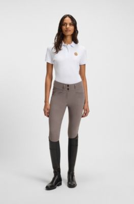 Equestrian stretch-cotton polo shirt with Double B monogram, White