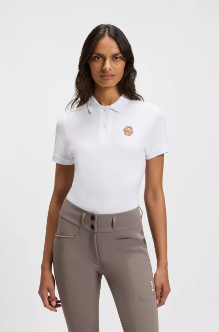 Polo de algodón elástico de inspiración ecuestre con monograma Double B