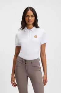 Equestrian stretch-cotton polo shirt with Double B monogram, White