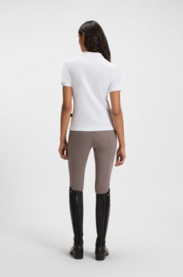 Equestrian stretch-cotton polo shirt with Double B monogram, White