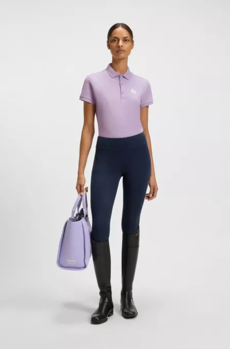 Polo de algodón elástico de inspiración ecuestre con monograma Double B