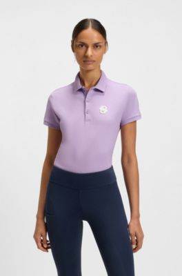 Equestrian Poloshirt aus Stretch-Baumwolle mit Double-B-Monogramm, Flieder