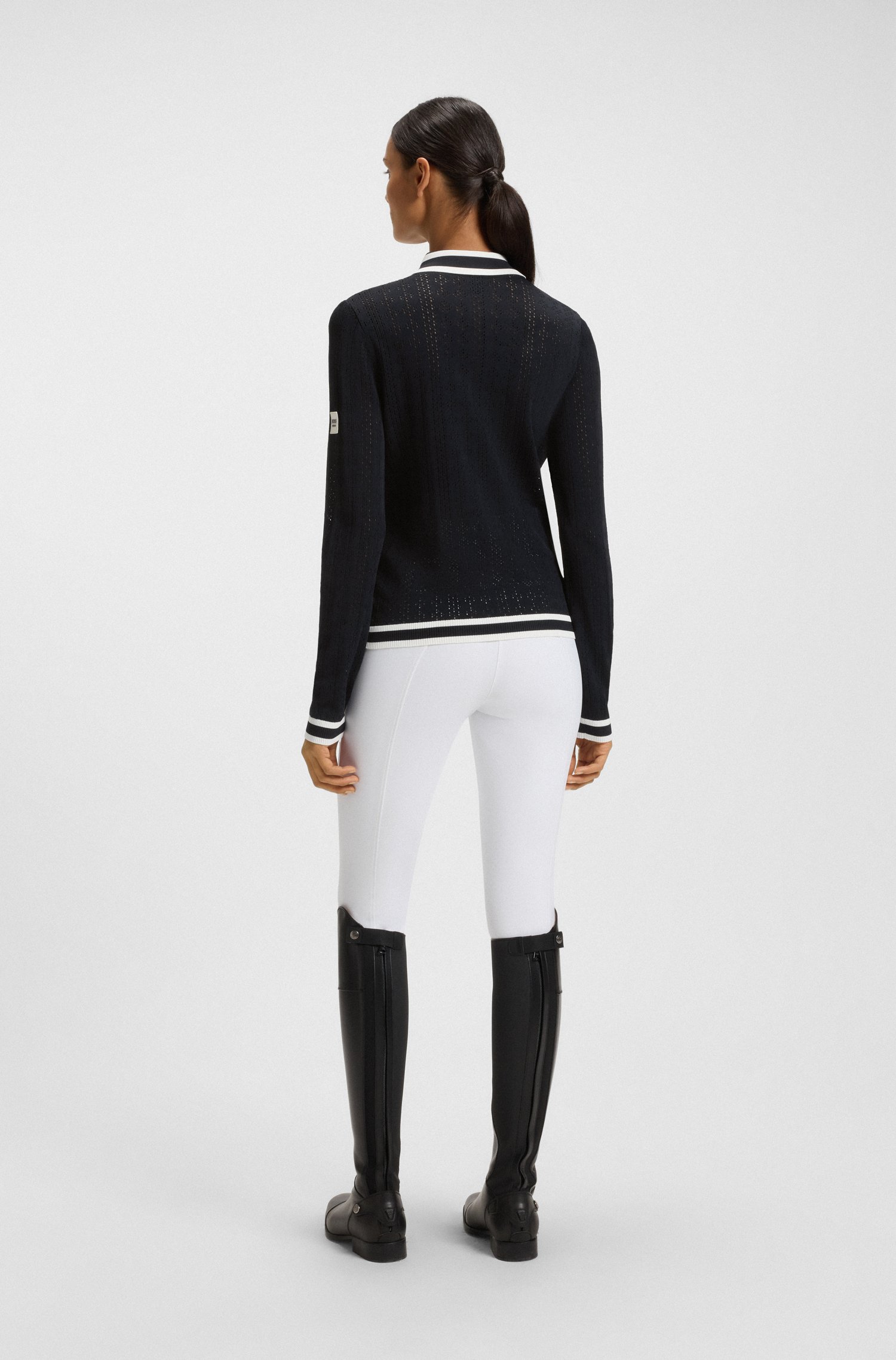 Boss Equestrian ajour-knit polo with logo patch skjortor & blusar dam – bild 3