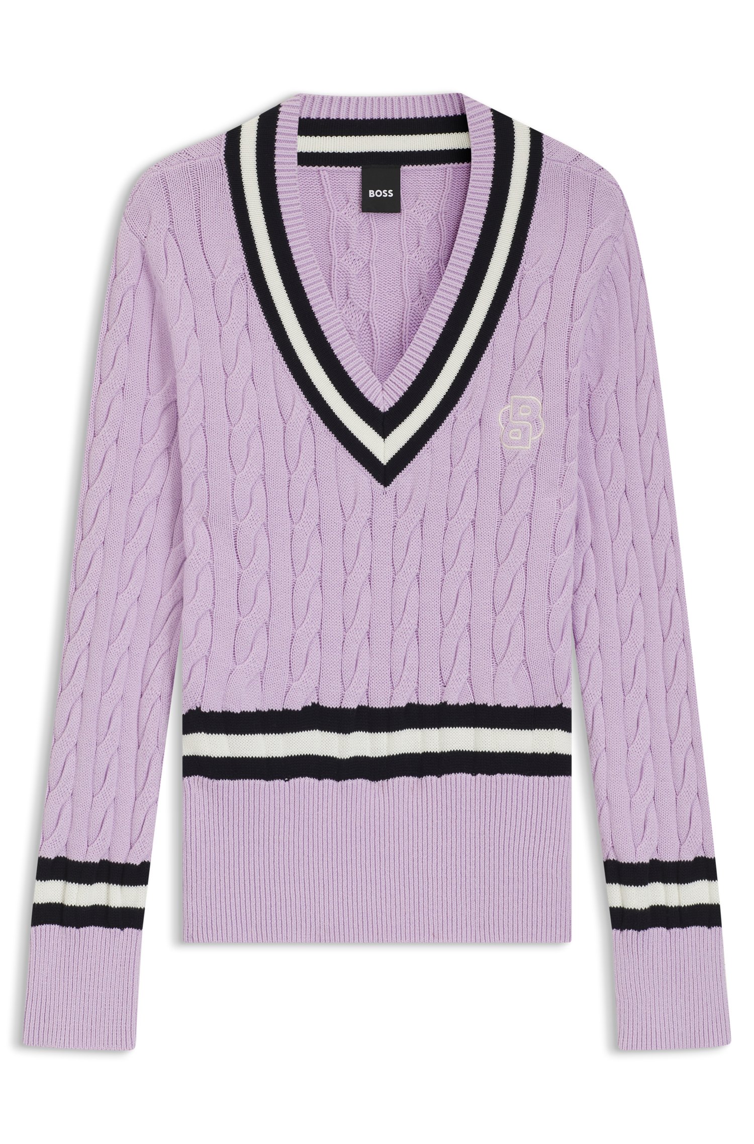 Boss Equestrian cotton sweater with cable-knit structure stickade tröjor dam