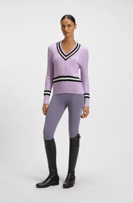 Reitsport-Pullover aus Baumwolle mit Zopfstrick-Struktur