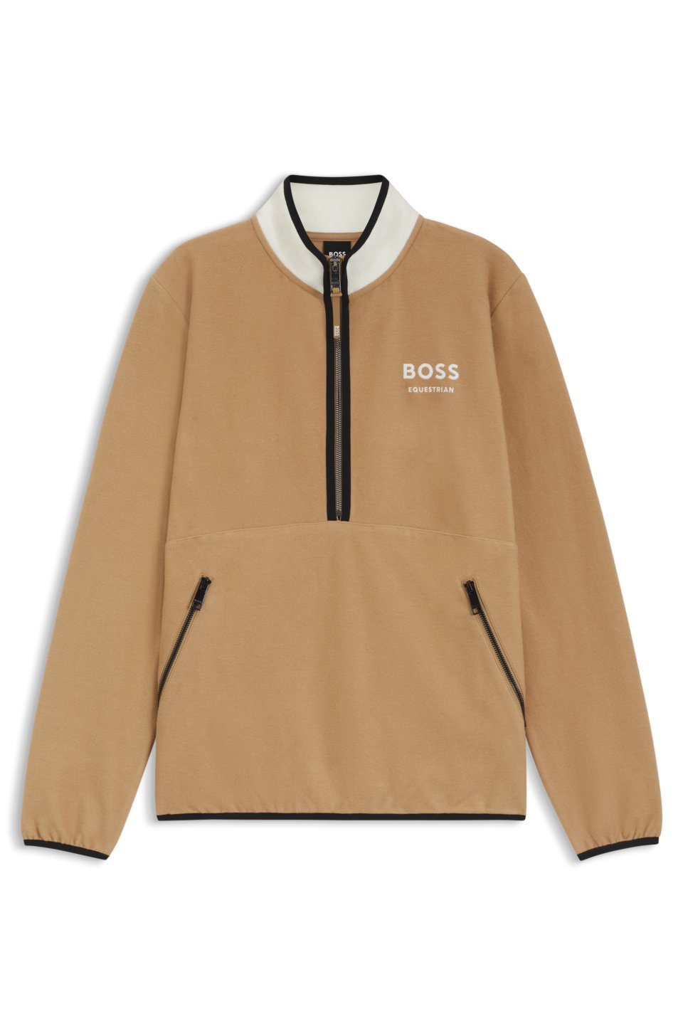 Equestrian stretch-cotton sweatshirt with quarter zip