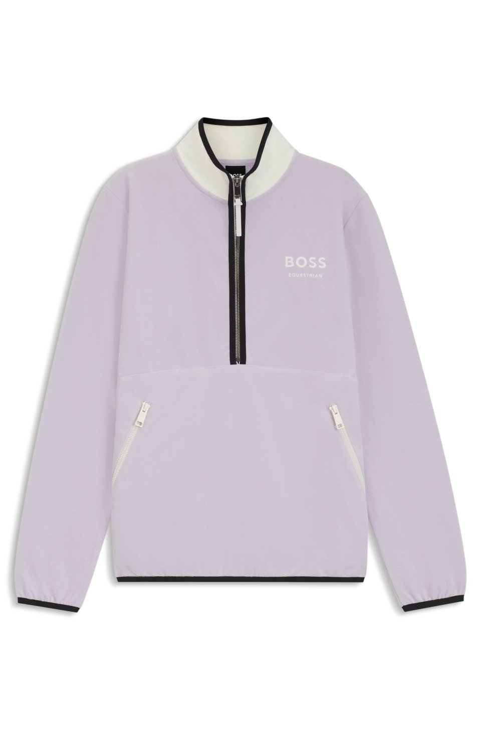 Equestrian stretch-cotton sweatshirt with quarter zip