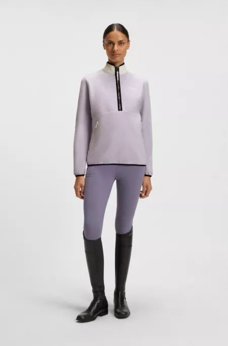 Reitsport-Sweatshirt aus Stretch-Baumwolle mit kurzem Reißverschluss