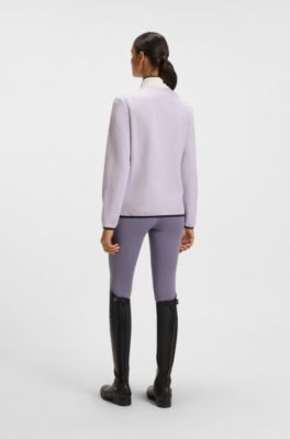 Sweatshirt van stretchkatoen met kwartrits, voor de ruitersport, Lichtpaars