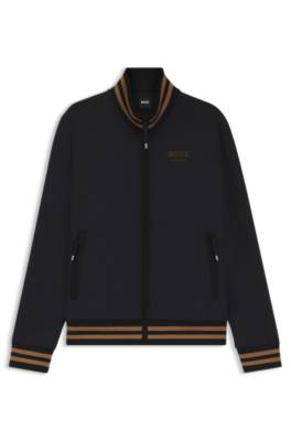 Equestrian zip cardigan with stripe trims 1