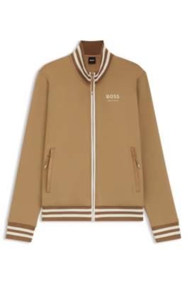 Equestrian zip cardigan with stripe trims 1