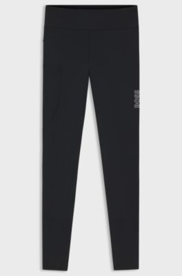 Equestrian high-waist leggings in power-stretch fabric, Zwart