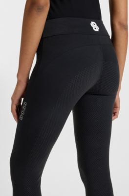 Equestrian high-waist leggings in power-stretch fabric, Black