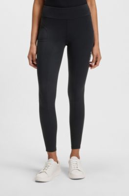 Equestrian high-waist leggings in power-stretch fabric, Zwart