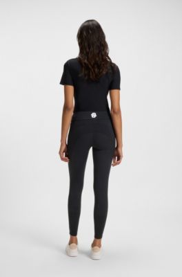 Legging van superelastisch materiaal met hoge taille voor ruiters, Zwart