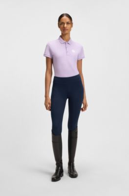 Equestrian high-waist leggings in power-stretch fabric, Dark Blue