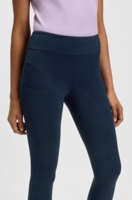 Equestrian high-waist leggings in power-stretch fabric, Donkerblauw