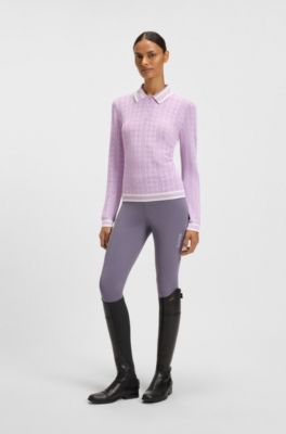 Equestrian high-waist leggings in power-stretch fabric, Lila