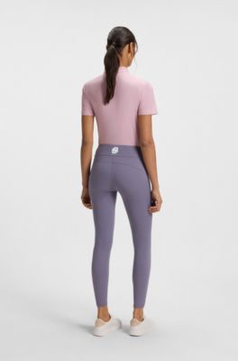 Equestrian high-waist leggings in power-stretch fabric, Purple